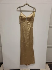 Aspeed USA Gold Formal Dress XS Hand Beaded Evening Gown Polyester Party