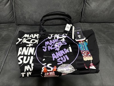 Unbenutzte Anna Sui × MARC JACOBS Collaboration Canvas & Nylon Tasche schwarz