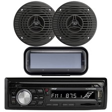 Pyle PLCDBT95 Single-DIN Bluetooth CD/MP3 Marine Receiver, 2x 3.5" 75W Speakers