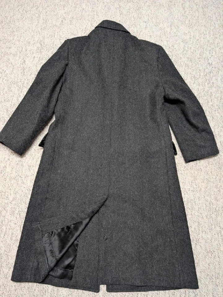 Abrigo TWEED vintage ESPIGA tejido lana 42S negro carbón DONEGAL inglés Foto 2 de 4