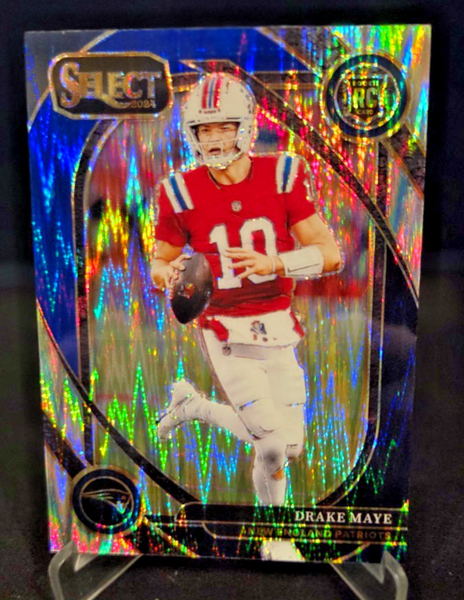 2024 PANINI SELECT DRAKE MAYE ROOKIE RC CLUB LEVEL BLACK & BLUE SHOCK PRIZM