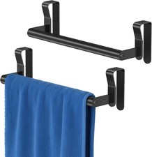 Black, 2 Pack Over Cabinet Doors Towel Holder Rack Bars for Kitchen