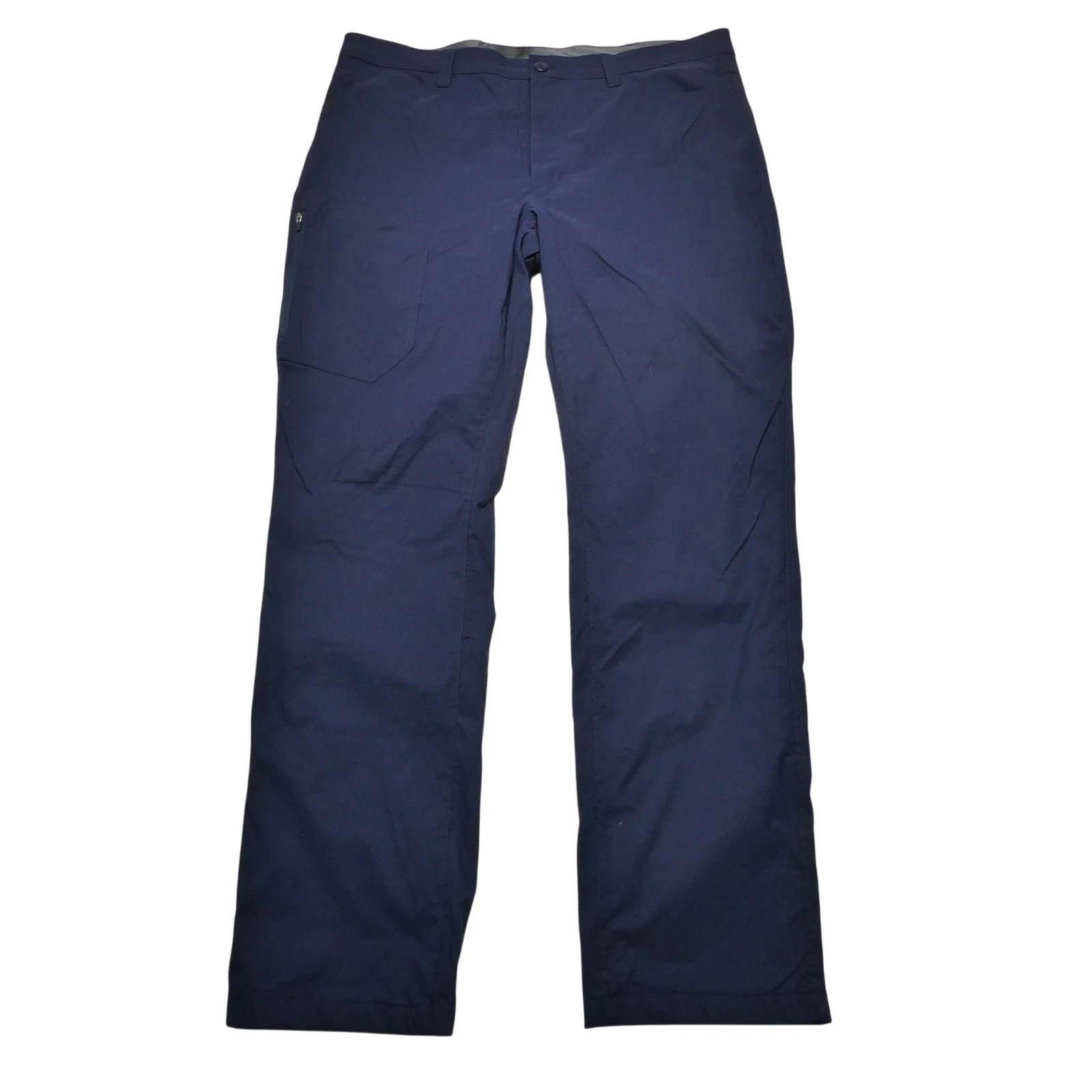 Eddie Bauer Pants Mens 38x34 Blue Softshell Fleece Lined Hiking Zip Pocket