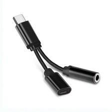 USB-C Audio Charge Adapter USB-C 3.5mm Aux 2-in-1 Splitter - Black