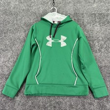 Under Armour Hoodie Womens Medium Green Storm Fleece Pullover Logo Gym Casual