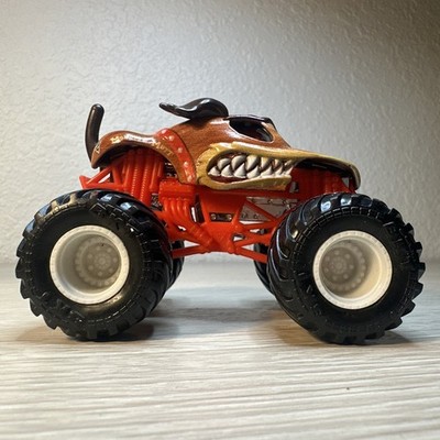 Spin Master Monster Jam MUTT Truck Fiery Red Wheels New 1:64 Preowned 