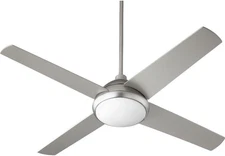 68524-65 Protruding Mount, 4 Satin Nickel Blades Ceiling Fan with 64 Watts Light