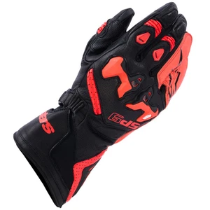 Alpinestars SP-9 Motorcycle Racing Sport Leather Gloves - Black / Fluo Red