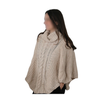 Accessorize Poncho Knit Strick Strickponcho Strickpullover S/M beige schwarz