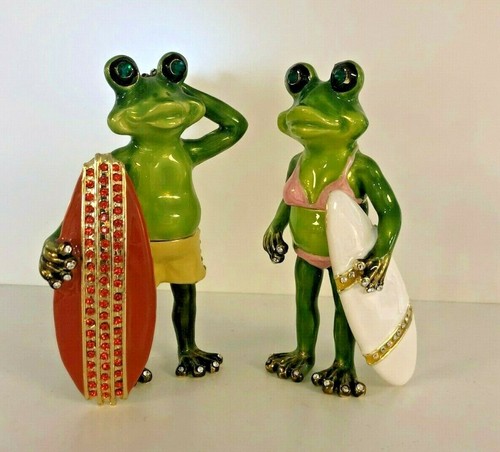 *RAUMANGEBOT* 2 Brandungsfrösche von Keren Kopal österreichische Kristall Schmuckschatulle