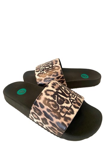 Cavalli CLASS NWOB Leopard Print Open Toe Slide Sandals Black Size 8 | eBay