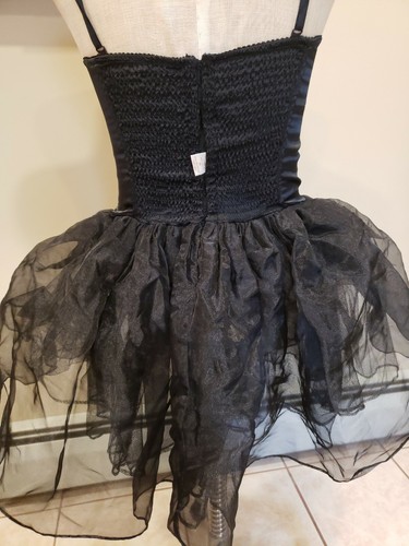 RARE Vintage Victoria' Secret Black Lace Corset Tutu Dress Lingerie Beaded New M - Picture 6 of 12