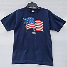 2014 American flag Navy blue men's t-shirt Sz M (38-40) MADE IN THE USA-used