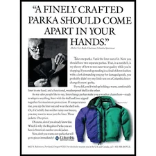 1992 Columbia Sportswear Bugaboo Parka Vintage Print Ad 90s Fashion Wall Art