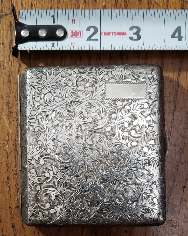 Sterling Silver .950 Cigarette Case Vintage Engraved Japanese