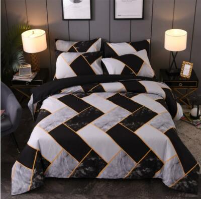 3D Black Ripple ZHUA2017 Bed Pillowcases Quilt Duvet Cover Set Queen King Zoe