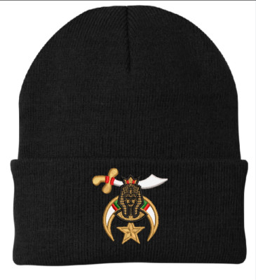 Shriner's Masonic Winter Hat BLACK or GREEN Beanie Cap Shriners Freemasons