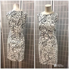 AB Studio, woman, White dress with black spiral print black/white color size12.!