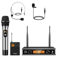 Tonor Wireless Microphones System With Metal Uhf Headset/lapel/lavalier/handh...
