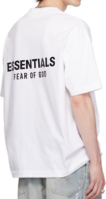 FEAR OF GOD ESSENTIALS White Classic Short Sleeve T-shirt black logo