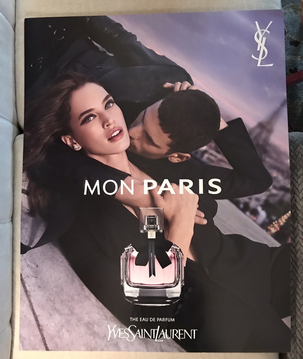 YSL Mon Paris Fragrance Ad Sign CRISTA COBER 22” x 28” NEW; Ships Flat