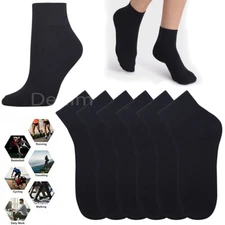 12 Pair Men Boy Quarter Ankle Black Athletic Socks Women Running School 6-8 9-11