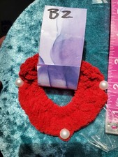 Handmade velvet crochet hair scrunchie Red. White Pins Not Included