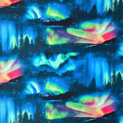 100% Baumwollstoff - Northern Lights - Elizabeth's Studio, Aurora Night Sky