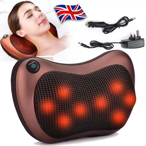 8 Kneading Electric Massagers Pillow Shiatsu Neck Back Lumbar Cushion Home Car