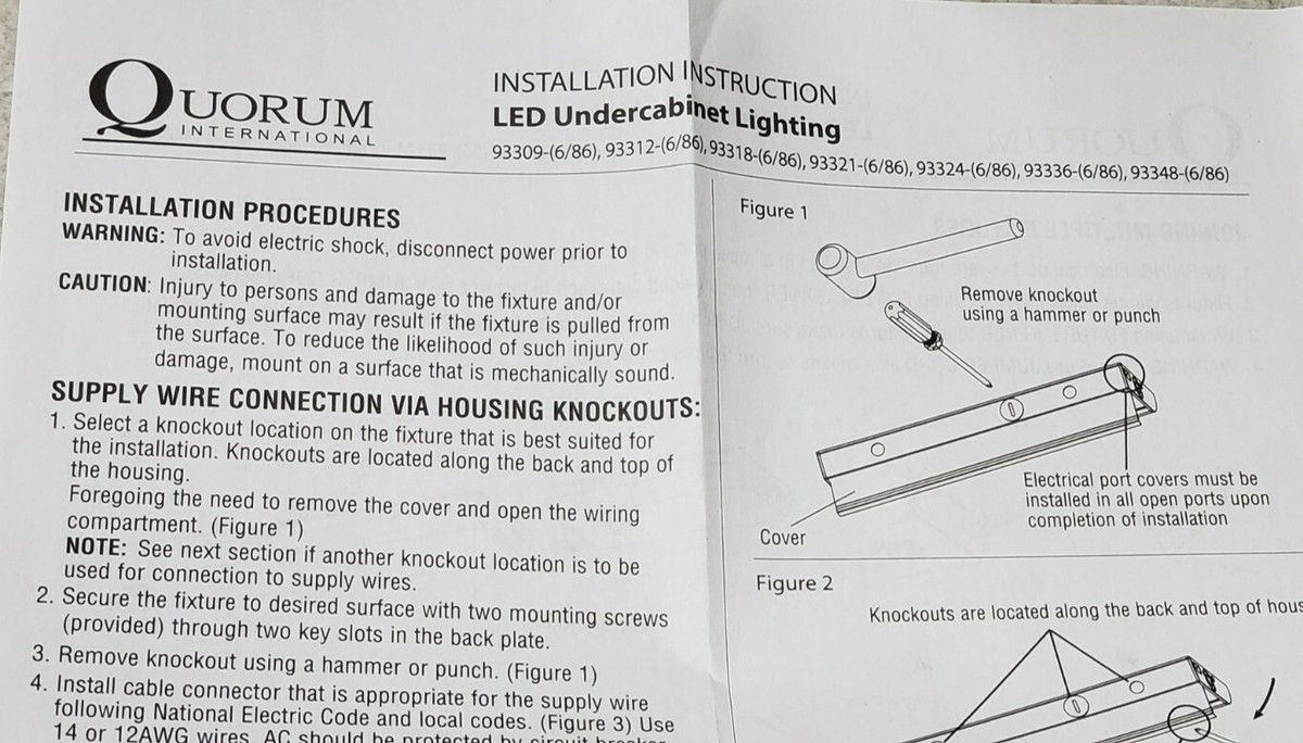 2 Quorum International Under Cabinet LED 36