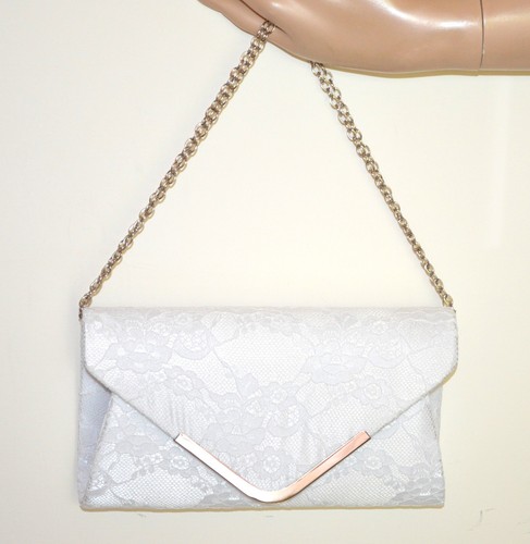 POCHETTE PIZZO BIANCA ARGENTO borsello borsa donna ricamata clutch borsetta  G55 | eBay