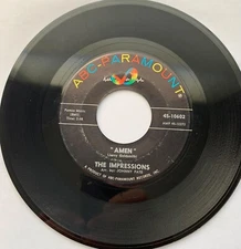 THE IMPRESSIONS ABC 45-10602-AMEN-LONG LONG WINTER-45RPM-1964 FUNK SOUL VG