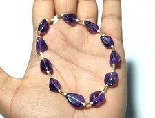 Amethyst Nugget Smooth 8x12-10x14mm Loose Gemstone Beads 8"Inch 60Cts AG