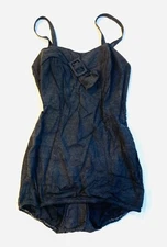 Vintage 1950s dark gray bathing suit zips, B 33-34