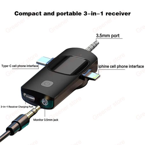 3.5mm Lavalier Wireless Microphone Audio Video Recording For Android iphone - Picture 3 of 13