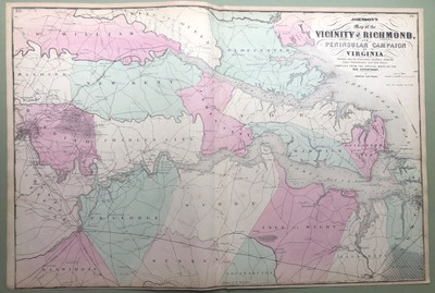 1864 Johnson's map RICHMOND & PENINSULAR CAMPAIGN 26 x 18