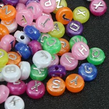 150 Mixed Color Acrylic Assorted Alphabet Letter Coin Beads 10X5mm Kids Crafts