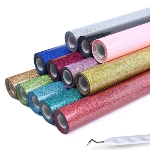 Lot 12"X 8FT-24FT A-SUB HTV Vinyl Glitter Roll Iron on Heat Transfer Vinyl T-sh - Picture 12 of 31
