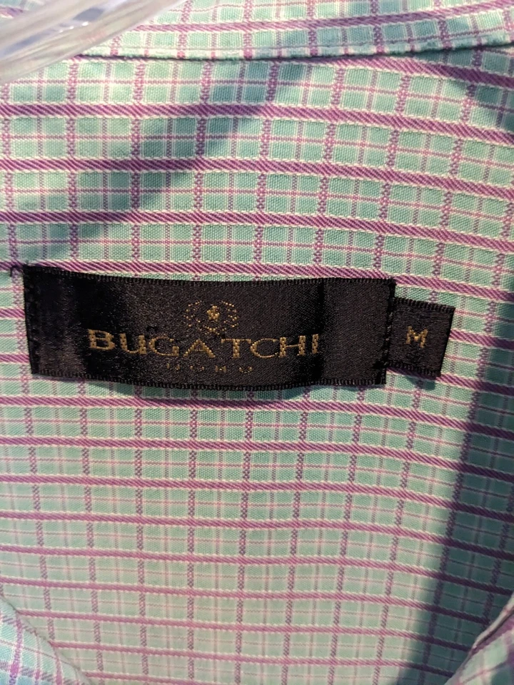 Bugatchi Men's Classic Fit short Sleeve Button Down plaid Shirt Size medium - Image 3 of 3