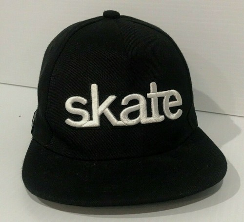 Terranova Urban Skate Flatbill Snapback Hat Black Twill Baseball Cap