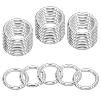 Pack of 20 M6x1.2'' Seamless Metal O Ring 304 Stainless Steel Round Ring Buckle