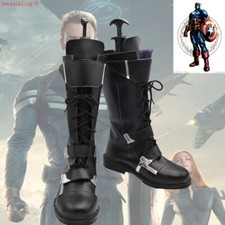 Captain America The Winter Soldier Bucky Barnes Cosplay Black Long Boots Shoes
