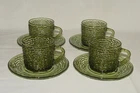 SET OF FOUR Perfect Vintage Avocado Green "SORENO" Cups & Saucers!