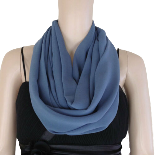 Bluish Grey Scarf. Infinity Scarf. Circle Scarf. Loop Scarf. Chiffon Scarf.