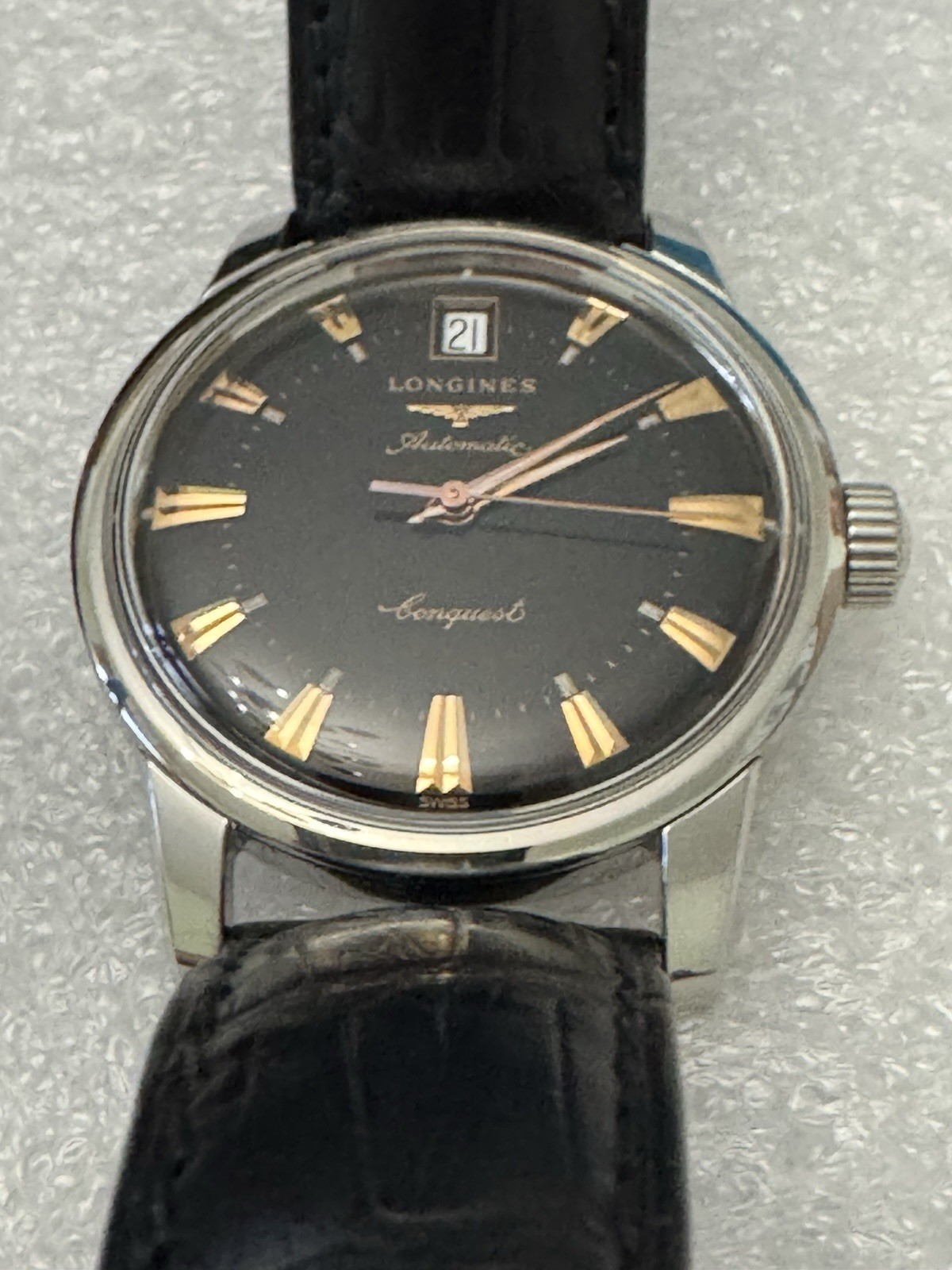 Longines Conquest Automatic Black Dial Date Allig… - image 2