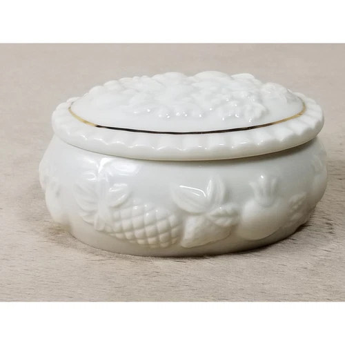 Lenox Jewelry Trinket Box 3 1/4" Color Ivory Gold Trim Year 1998 Vintage - Picture 5 of 12