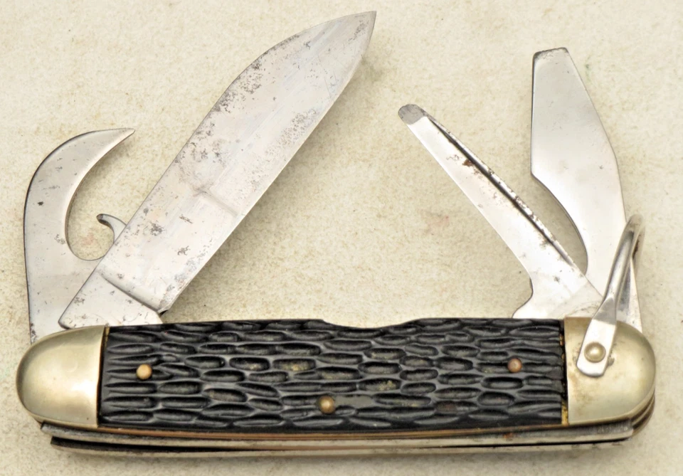 Vintage IMPERIAL Official BSA Scout Knife - Jigged Black Handles 1950's to 60's - Image 3 of 4