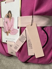 New VICTORIA'S SECRET Modal Long PJ Set Hot Pink Fuchsia VS Medium