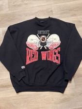 Vintage 1993 Detroit Red Wings Logo Athletic Black Crewneck Sweatshirt