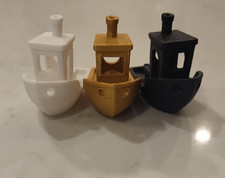 Lot of 3 3D Printed Benchy Boat Test Prints - White, Gold and Black